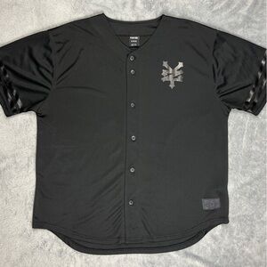 Vintage Zoo York Mens XLarge Shirt Black Baseball Jersey Button Up Streetwear